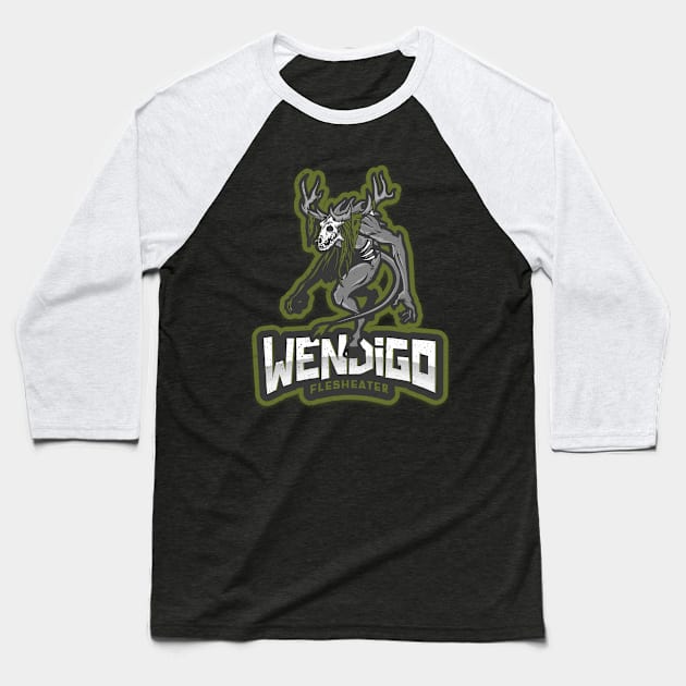 Wendigo Distressed Baseball T-Shirt by teecloud